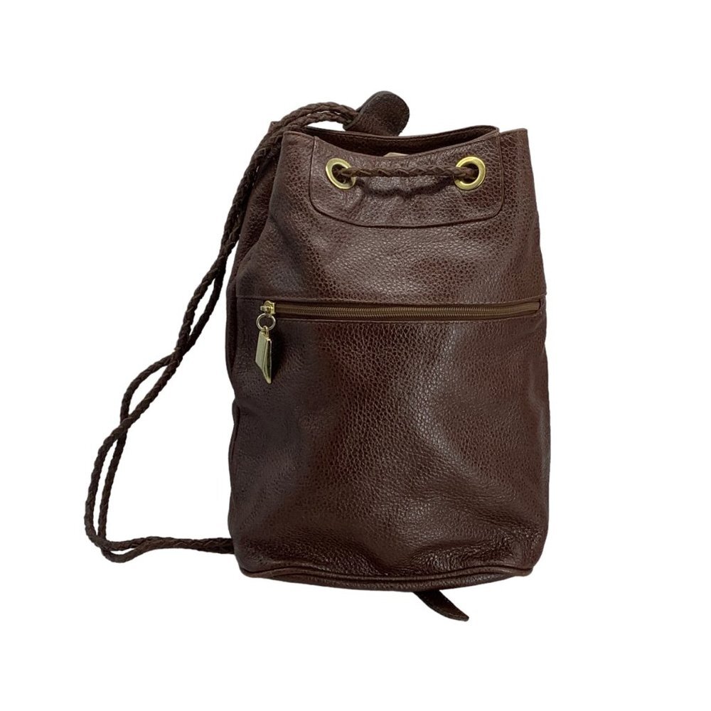 Cee Klein Pebbled Leather Brazil Sling Backpack Purse Brown 9" x 11" 5" Luxury